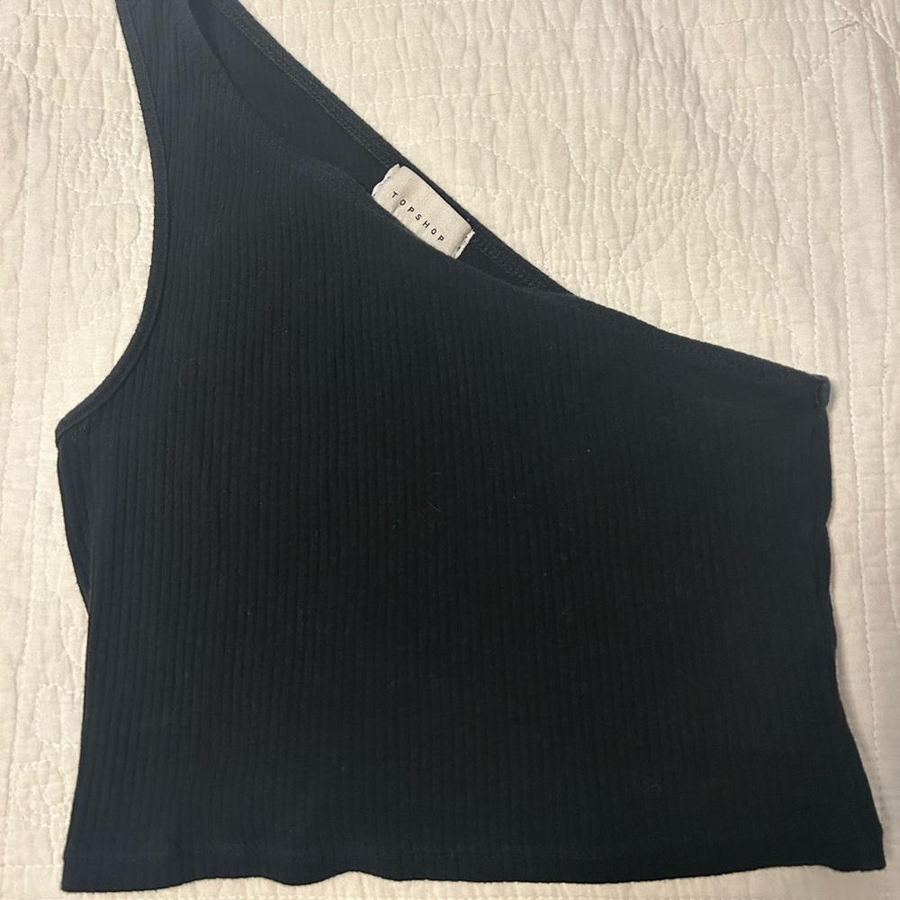 Topshop Black Asymmetrical Sleeveless Tank Top